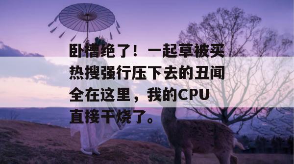 卧槽绝了！一起草被买热搜强行压下去的丑闻全在这里，我的CPU直接干烧了。